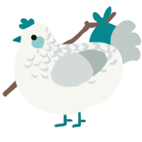 Snow Day, a white and silver chicken with a half-lace pattern