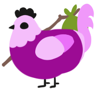 A plum and lavender chicken with a head pattern