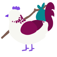 A white and wine chicken with a neck-speckle pattern