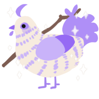 Indigo, a cream and lilac chicken with a bar pattern