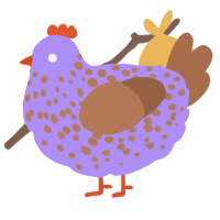 A lilac and brown chicken with a speckle pattern