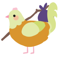 A orange and lemon chicken with a head pattern