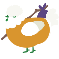 A orange and white chicken with a head pattern