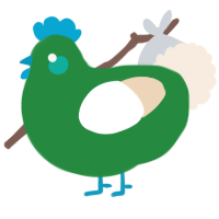 A viridian and cream chicken