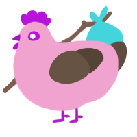 A pink and bark chicken