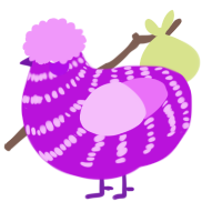 A amethyst and lavender chicken with a bar pattern