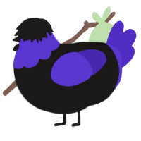 A sable and indigo chicken with a head pattern