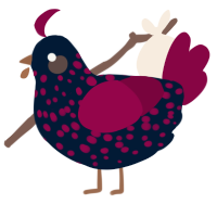 A tumblr and maroon chicken with a speckle pattern
