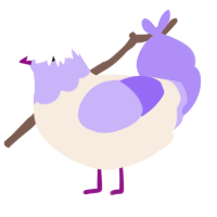 A cream and lilac chicken with a head pattern