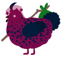 A wine and tumblr chicken with a speckle pattern