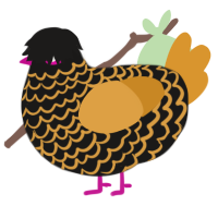 A sable and orange chicken with a lace pattern