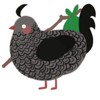 A grey and black chicken with a double-lace pattern
