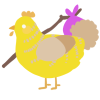 A yellow and beige chicken with a half-bar pattern