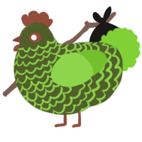 A olive and grass chicken with a lace pattern