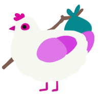 A white and orchid chicken