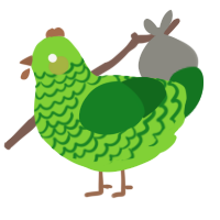 A grass and leaf chicken with a lace pattern