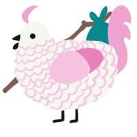 A white and pink chicken with a lace pattern
