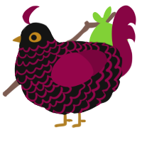 A black and maroon chicken with a lace pattern