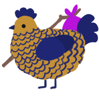 A gold and navy chicken with a lace pattern
