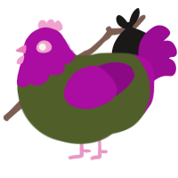A olive and plum chicken with a head pattern