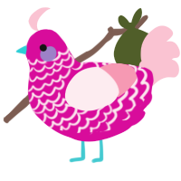 A fuchsia and rose chicken with a lace pattern