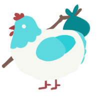 A white and aqua chicken with a head pattern