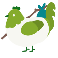 A white and chartreuse chicken with a head pattern