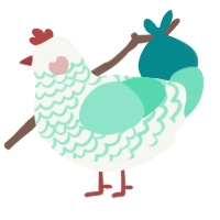 Crest, a white and mint chicken with a lace pattern