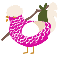 A fuchsia and cream chicken with a lace pattern