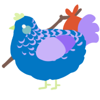 A sapphire and lilac chicken with a half-lace pattern
