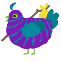 A violet and sea chicken with a bar pattern