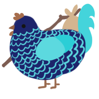 A navy and aqua chicken with a lace pattern