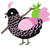 A black and pink chicken with a lace pattern