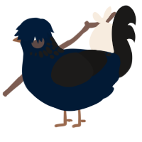 A tumblr and sable chicken with a neck-speckle pattern