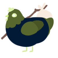 A tumblr and olive chicken with a head pattern