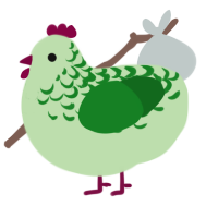 A gluppy and leaf chicken with a half-lace pattern