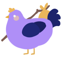 A lilac and navy chicken