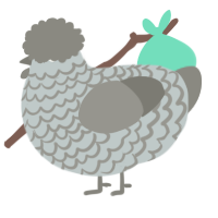 A silver and ash chicken with a lace pattern