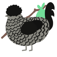 A ash and black chicken with a lace pattern