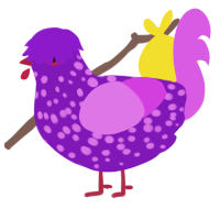 Grape, a violet and orchid chicken with a speckle pattern