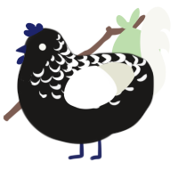 A sable and white chicken with a half-lace pattern