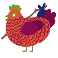A vermilion and wine chicken with a lace pattern