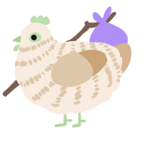 A cream and beige chicken with a bar pattern