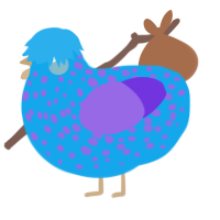 A sky and blurple chicken with a speckle pattern