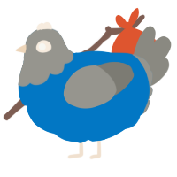 A sapphire and ash chicken with a head pattern