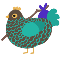 A bark and turquoise chicken with a lace pattern