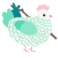 Fine China Teacup, a white and mint chicken with a lace pattern