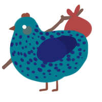 A sea and navy chicken with a speckle pattern