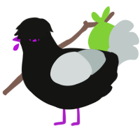 omg emo chicken, a black and silver chicken