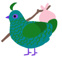 A teal and leaf chicken with a lace pattern